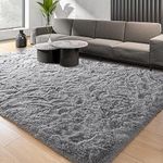 Quenlife Soft Bedroom Rug, Plush Shaggy Carpet for Living Room, Fluffy Area Rug for Kids Grils Room Nursery Home Decor Fuzzy Rugs with Anti-Slip Bottom, 4 x 6ft, Grey