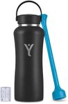 DYLN Insulated Water Bottle | 32 oz (950 mL) | Creates Premium Alkaline Water On-The-Go | Keeps Cold for 24 Hours | Stainless Steel Reusable Bottle | Handle Cap | Black