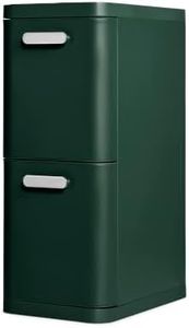 Caraway 2-Drawer Recycling Bin - Stainless Steel Dual Compartment Recycling Trash Can with Smooth-Glide Drawers and Quick-Toss Hatch - Emerald