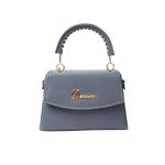 Angel KissLeather Handbag for Women - Stylish Designer Purse with Gold Logo & Handle Accents - Elegant Shoulder Bag or Crossbody for Evening and Everyday Use (Light Blue)