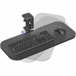 VIVO Clamp-on 23 x 10 inch Rotating Computer Keyboard and Mouse Tray, Extra Sturdy Single Desk Swivel Clamp, Ergonomic Typing, Black, MOUNT-KB04CB