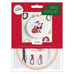 Simply Make Cross Stitch Kit - Santa Design for Kids and Adults, Including Hoop, Embroidery Thread, Fabric and Needle - Perfect for Adult Crafts and Beginners - Starter Cross Stitch Craft Kit