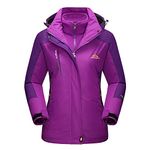 MAGCOMSEN Winter Jacket for Women Waterproof Snow Warm Jackets Snowboard 3 in 1 Skiing Rain Coat Purple M