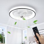 Socket Fan Light Ceiling Fan with Lights and Remote 13In Low Profile Ceiling Fans for Bedroom 4 Speeds Ventilateur Plafond Dimmable Black Socket Ceiling Fan Small Bladeless Fan for Living Room Garage