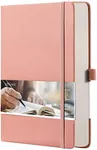 EMSHOI Dotted Notebook - 256 Pages A5 Bullet Dotted Journal, Hardcover Dot Grid Notebook, Leather Notebooks for Work, 120gsm Thick Paper,16 Perforated Pages, Inner Pocket,5.75'' × 8.38''-Pink