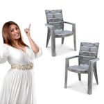 MAHARAJA Premium Plastic Chair for Home, Office & Living Room | Modern & Comfortable Chairs with Arm & Backrest for Study | Indoor-Outdoor | 100% Polypropylene Stackable Chairs (Silver, Set of 2)