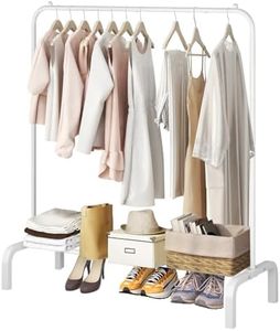 Metal Clothing Rack, Garment Rack for Hanging Clothes Portable Clothes Rack with Bottom Shelf for Hanging Shirts,Jeans and Coats (white)