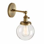 PathsOn Industrial Vintage Loft Bar Kitchen Switch Wall Lights Fittings Corridor Sconce Light Lamp Fixture with 15cm Globe Clear Glass Lampshade (Antique)