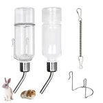 2PCS Rabbit Water Bottle, 350ml Guinea Pig Pet Water Bottle Non Drip Transparent Plastic Stainless Steel For Rabbits Guinea Pigs Small Pets