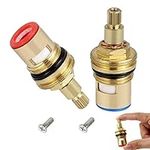 2Pcs Tap Cartridge Replacement Brass Ceramic Disc Tap Faucet Valve Core Quarter Turn 1/2" for Home Office Bathroom Kitchen Tap