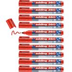 edding 360 whiteboard marker - red - 10 whiteboard pens - round tip 1.5-3 mm - whiteboard pen dry wipe - for whiteboards, flipcharts, pinboards, magnetic and memo boards - sketchnotes - refillable