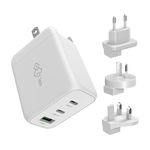 CT Tech 65W USB C Charger Plug Travel Charger PD GaN Fast Charger Multi USB Ports USB-A & USB-C Compatible Wall Charger Compatible with Apple iPhone, iPad, Mac, Samsung Phone, Tablet, laptop and more