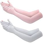 Jecery 2 Pairs UV Long Sun Gloves W
