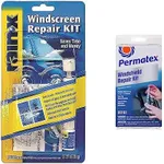 Rain-X and Permatex Windshield Repair Kits - 2 Piece Set for Round Damage Below 1.25" in Diameter and Cracks Smaller Than 12" in Length