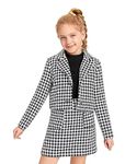 BLOOD PANTHER Girl's Cotton Blend Modern Suit-Skirt Set (7D-1002_Black Top