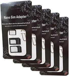 5 pezzi Adattatore Sim Card 4 in 1 Nano sim Micro sim Standard sim Sim cutter Adattatore scheda sim Adattatore sim universale per Smartphone e Tablet disponibile in 2 colorazioni.