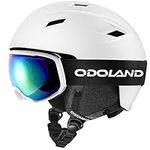 Odoland Snow Ski Helmet with Goggles Set - MultiColor Adjustable Sport Helmet with Protective Glasses - Snowboarding, Snowmobile Windproof Adult and Youth Skiing Gear for Men and Women