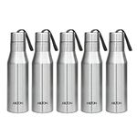 MILTON Super 1000 Single Wall Stainless Steel Bottle, Set of 5, 1000 ml Each, Silver | 100% Leak Proof | Office Bottle | Gym Bottle | Home | Kitchen | Hiking | Treking Bottle | Travel Bottle