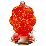 Muse Garden Blown Glass Hummingbird Feeder, Cloud Shaped Hummingbird Feeders for Outdoors Hanging ant and bee Proof, Leakproof, Gardening Gifts for Women, Garden Decor, 24 oz, Flame