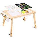 VISCOO Sensory Table for Toddlers 1-3 with Adjustable Height, Sensory Activity Table, Play Sand Table Kids Table with Writable Lids, Storage Bins and Buckets, Indoor/Outdoor Kids Play Drawing Table