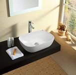 Home Supplies Modern Bathroom Cloakroom Ceramic Oval Basin Sink, Counter Top Space Saving White Ceramic Basin Only | 135x460x330mm (HxWxD)