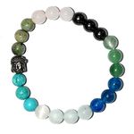 Reshamm� Mercury Navgrah Bracelet Trendy Adjustable Crystal Stone of Superior 100% Natural Crystal Non-Dyed Beads in Vibrant & Soothing Eye Catching Multi Colors Rudraksh Buddha Bracelet Gifting All Age Size