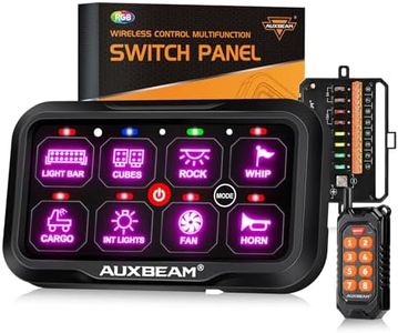 Auxbeam 8 Gang Switch Panel with Remote Control Range Up to 165FT RC-800 (RA84) Toggle Momentary Pulsed Multifunction Built in Solid State Relay Switch Panel for Car Boat Truck RV, 2 Year Warranty