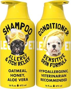 LEGITPET Oatmeal Dog Shampoo & Conditioner Itch & Allergy Relief with Honey & Aloe Hypoallergenic Gentle Calming Formula for Sensitive Skin & Dandruff Safe for Puppies Best for All Breeds 2 x 16oz