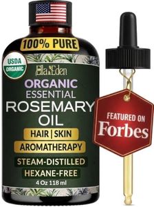 Ella & Eden Organic Rosemary Essential Oil for Hair with Glass Dropper 4 Fl Oz | 100% Pure Cold-Pressed USDA Certified Hexane-Free Natural Rosemary Oil for Hair Growth Skin Aromatherapy