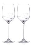 DIAMANTE Swarovski Crystal White Wine Glasses - 'Romance' - Hand Cut Heart Design with Swarovski Crystals with Gift Box