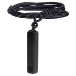 mookaitedecor Healing Crystal Black Obsidian Bar Pendant Necklace for Women Men, Semi Precious Stone Rectangular Vertical Bar Pendant Necklace Shape Reiki Chakra Necklace Jewelry Gift for Women Men