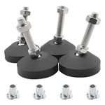 Luomorgo 4 Pcs M8 Leveling Feet with T-Nut, Anti Skid Threaded Rubber Feet, Adjustable Swivel Levelers for Furniture Feet, Heavy Duty Appliance Feet for Mechanical Equipment (D50 x M8 x H50)