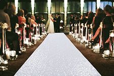 ShinyBeauty Aisle Runner-4FTX15FT-White,Aisle Runner Outdoor, Aisle Runner, Sequin Aisle Runner,Aisle Runner Fabric (White)