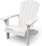 Keter Troy Adirondack Garden Chair – White | Outdoor Wood-Effect Chair | Weatherproof, Durable & Maintenance-Free | Comfortable Deep Seat | Lightweight, Easy Assembly | 160kg Load Capacity