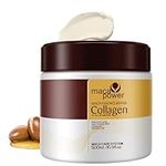 Collagen Hair Treatment 16.90 oz 500 ml Deep Repair Conditioning Argan Oil Collagen Hair Mask Essence for Dry Damaged Hair (Yellow, 1PC)