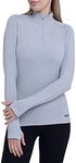 TCA Women's Lightweight Fusion QuickDry Long Sleeve Half-Zip Running Top - Cool Gray Heather, Large