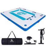 COOLWAVE Inflatable Floating Dock Platform for Lakes, 8 x 6 ft Large Swimming Platform, Inflatable with Non-Slip Pad, Bath Island Inflatable with Electric Air Pump for 4-5 People