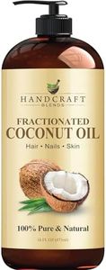 Handcraft Blends Fractionated Coconut Oil - 16 Fl Oz - 100% Pure and Natural - Premium Grade Carrier Oil for Skin, Hair and Body - Massage - Hair Tonic