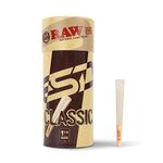 RAW Cones Pre Rolled 1-1/4 Size Classic | 50 Pack | Natural Pre Rolled Rolling Paper with Tips & Packing Tubes Included