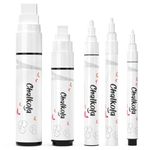 5 White Chalkboard Chalk Pens - White Dry Erase Markers for Blackboard, Chalkboard Signs, Windows, Glass | Variety pack - Fine & Jumbo Size Ink Pens (1mm, 3mm, 6mm, 10mm, 15mm)