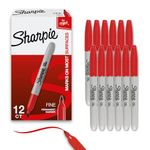 Sharpie 30002 Fine Point Permanent Markers, 12 Red Markers