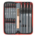 Hi-Spec 17 Piece Carbon-Steel Hand & Needle File Tool Set. 4 Piece Large Flat, Half-Round, Round & Triangle & 12 Piece Fine Micro Needle Files for DIY Craftwork, Metal & Wood Work