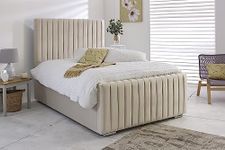 Bespoke Jessica Bed Single/Small Double/Double/King/Super King Plush Velvet Fabric Upholstered (Cream, 4ft6 - Double | Frame Only)