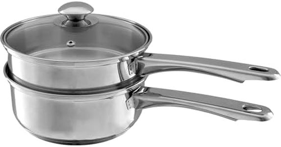6 Cup Double Boiler Pot Set – 1.5 Quart Stainless-Steel Saucepan 2-in-1 with Vented Glass Lid – Kitchen Cookware with Measurements by Classic Cuisine