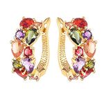 Yellow Chimes Clip on Earrings for Women Multicolors Flowerets Vine Swiss CZ 18K Gold Plated Crystal Clip On Earrings for Women and Girls