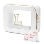 Amgkonp Birthday Gifts for Woman,Personalized Initial Makeup Bag Clear,Personalized Gifts for Woman,Mom,Friend,Clear Cosmetic Travel Bag for Teen Girls,Waterproof Cute Makeup Pouch for Her,Mom L