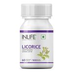 INLIFE Licorice Root Extract (Yastimadhu) Standardized to 20% Glycyrrhizinic Acid Supplement, 500 mg - 60 Vegetarian Capsules (Pack of 1)