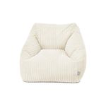 rucomfy Beanbags Big Kids Snuggle Chair - Large Corduroy Armchair for Kids & Teenagers - Home Furniture Living Room or Bedroom Seating - Machine Washable - 70 x 80 x 60cm (Ivory, Beanbag Only)