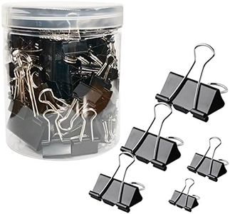 Otylzto 120Pcs Binder Clips Assorted Size, Office Clips with Clear Storage Container, Bulldog Clips, Paper Clips, Office Supplies