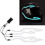 4PCS Upgrade Rechargeable Motorcycle Helmet Light, Night Riding Signal Helmet EL Light Sticker, 3 Mode Led Helmet Light Strip Accessories for Motorcycle, Bike Helmet (Rechargeable Powered, Ice Blue)